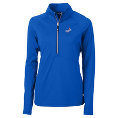 Los Angeles Dodgers Cutter & Buck Women's DryTec Adapt Eco Knit Stretch Recycled Raglan Half-Zip Top - Royal Tops