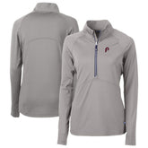 Philadelphia Phillies Cutter & Buck Women's Cooperstown Collection DryTec Adapt Eco Knit Stretch Recycled Raglan Half-Zip Top - Gray Tops