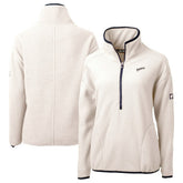 San Diego Padres Cutter & Buck Women's Cooperstown Collection Cascade Eco Sherpa Fleece Half-Zip Pullover Jacket - Cream Jackets
