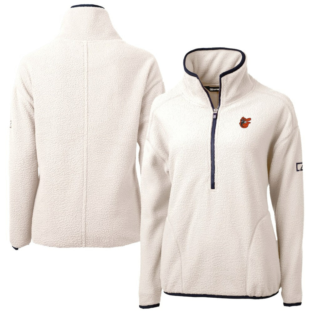Baltimore Orioles Cutter & Buck Women's Cascade Eco Sherpa Fleece Half-Zip Pullover Jacket - Cream Jackets