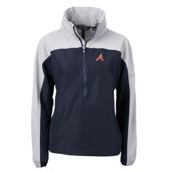 Atlanta Braves Cutter & Buck Women's Charter Eco Recycled Half-Zip Anorak Jacket - Navy Jackets
