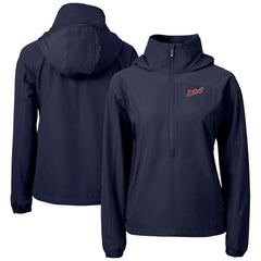 Detroit Tigers Cutter & Buck Women's Charter Eco Recycled Half-Zip Anorak Jacket - Navy Jackets
