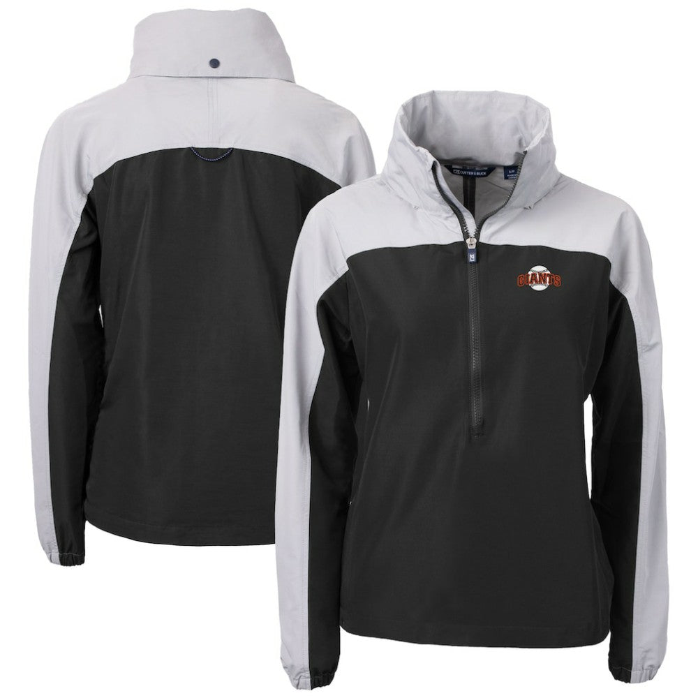 San Francisco Giants Cutter & Buck Women's Charter Eco Recycled Half-Zip Anorak Jacket - Black Jackets