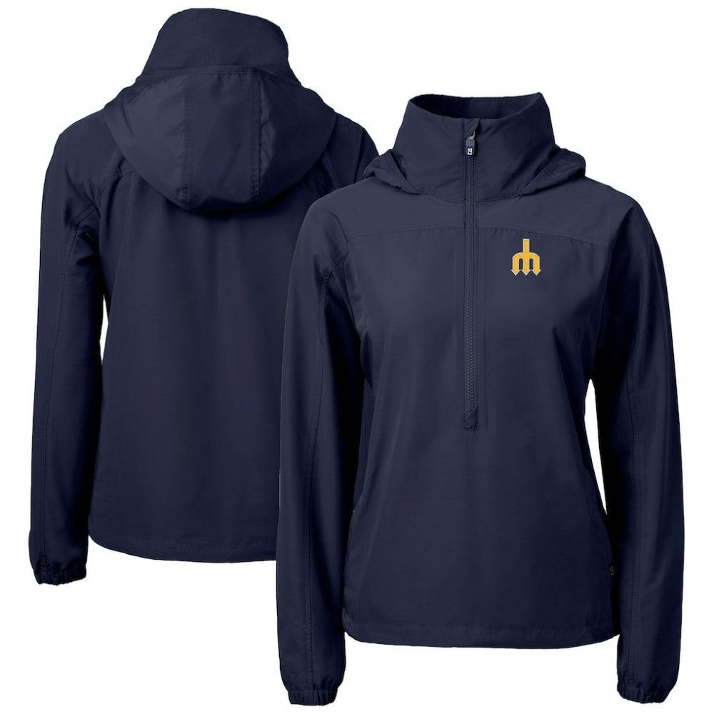 Seattle Mariners Cutter & Buck Women's Charter Eco Recycled Half-Zip Anorak Jacket - Navy Jackets