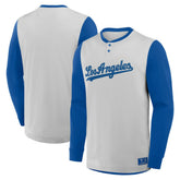 Los Angeles Dodgers Fanatics Clubhouse Long Sleeve Henley Shirt - Gray/Royal