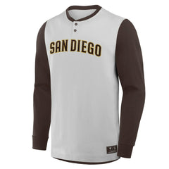 San Diego Padres Fanatics Clubhouse Long Sleeve Henley Shirt - Gray/Brown