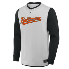 Baltimore Orioles Fanatics Clubhouse Long Sleeve Henley Shirt - Gray/Black