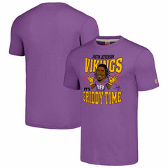 Justin Jefferson Minnesota Vikings Homage Unisex Caricature Player Tri-Blend T-Shirt Heathered Purple