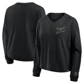 NHL Vegas Golden Knights Fanatics Women's Oversized All Out Effort Long Sleeve Henley T-Shirt - Black