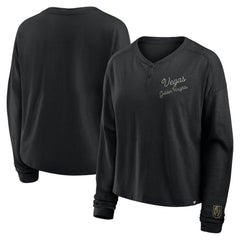 NHL Vegas Golden Knights Fanatics Women's Oversized All Out Effort Long Sleeve Henley T-Shirt - Black