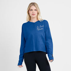 NHL St. Louis Blues Fanatics Women's Oversized All Out Effort Long Sleeve Henley T-Shirt - Blue