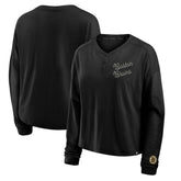 NHL Boston Bruins Fanatics Women's Oversized All Out Effort Long Sleeve Henley T-Shirt - Black