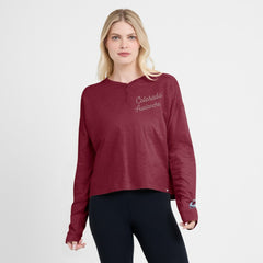 NHL Colorado Avalanche Fanatics Women's Oversized All Out Effort Long Sleeve Henley T-Shirt - Burgundy