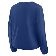 NHL Tampa Bay Lightning Fanatics Women's Oversized All Out Effort Long Sleeve Henley T-Shirt - Blue