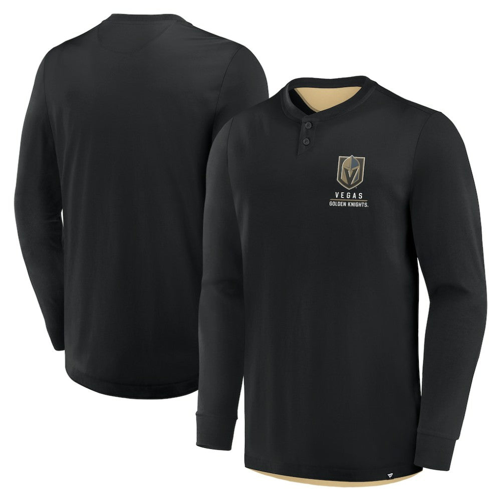 NHL Vegas Golden Knights Fanatics Adrenaline Push Long Sleeve Henley Shirt - Black