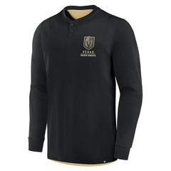 NHL Vegas Golden Knights Fanatics Adrenaline Push Long Sleeve Henley Shirt - Black