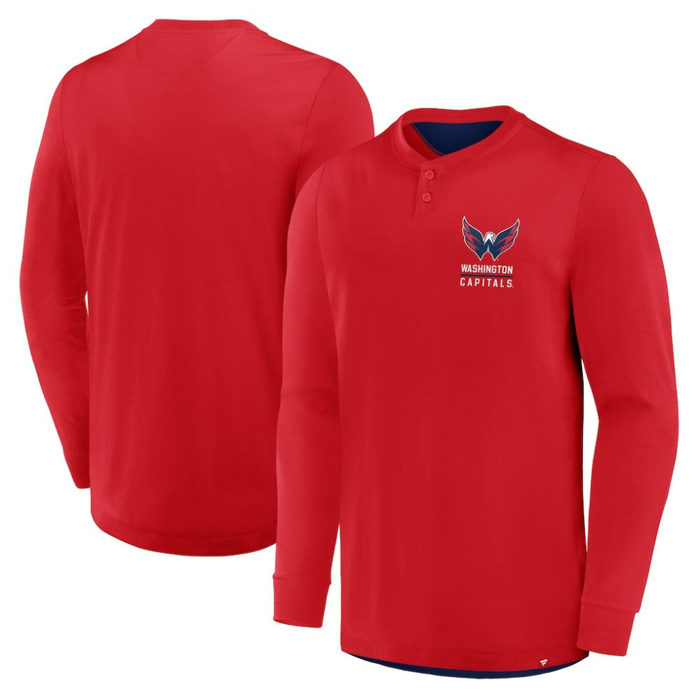 NHL Washington Capitals Fanatics Adrenaline Push Long Sleeve Henley Shirt - Red