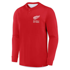 NHL Detroit Red Wings Fanatics Adrenaline Push Long Sleeve Henley Shirt - Red