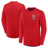 NHL New Jersey Devils Fanatics Adrenaline Push Long Sleeve Henley Shirt - Red