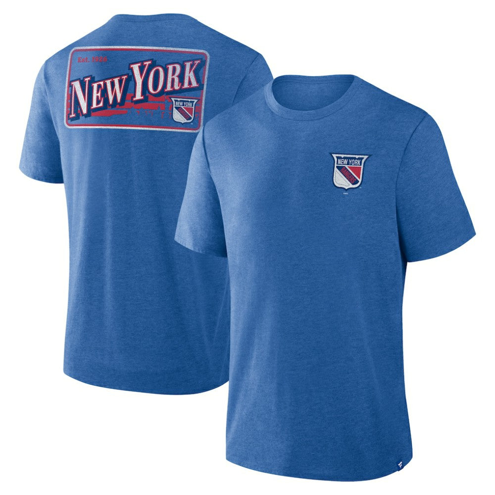 NHL New York Rangers Fanatics Fan Lanes Tri-Blend T-Shirt - Heather Blue