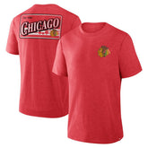 NHL Chicago Blackhawks Fanatics Fan Lanes Tri-Blend T-Shirt - Heather Red
