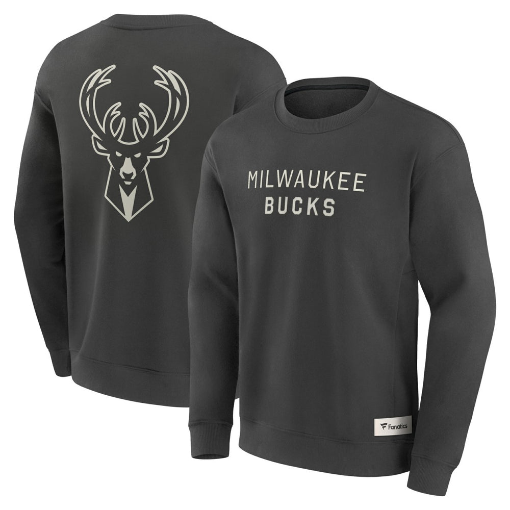 Milwaukee Bucks Elements Future Ground Lettering Pullover Sweatshirt Gray