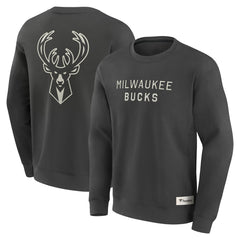 Milwaukee Bucks Elements Future Ground Lettering Pullover Sweatshirt Gray
