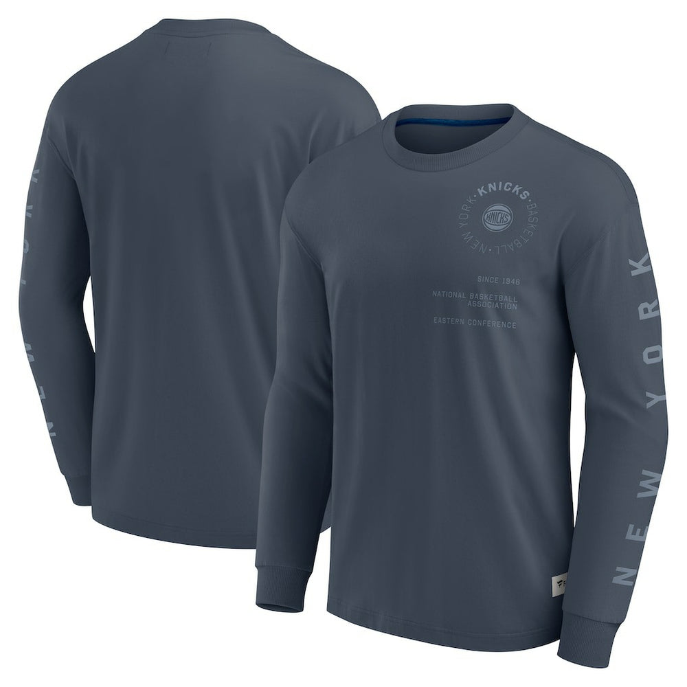New York Knicks Elements Future Ground Tonal Info Long Sleeve T-Shirt Blue