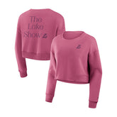 Los Angeles Lakers Women's Studio Tri-Blend Cropped Pullover Sweatshirt Pink