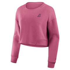 Los Angeles Lakers Women's Studio Tri-Blend Cropped Pullover Sweatshirt Pink