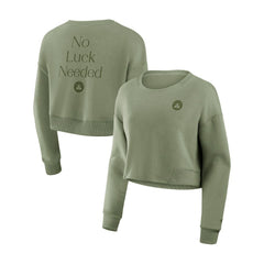 Boston Celtics Women's Studio Tri-Blend Cropped Pullover Sweatshirt Olive