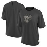 NHL Pittsburgh Penguins Fanatics Women's Oversized Elements Raw Edge Future Ground T-Shirt - Charcoal