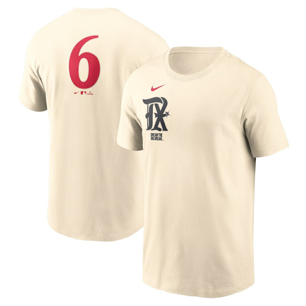 Texas Rangers Nike City Connect Fuse Name & Number T-Shirt - Natural T-shirts