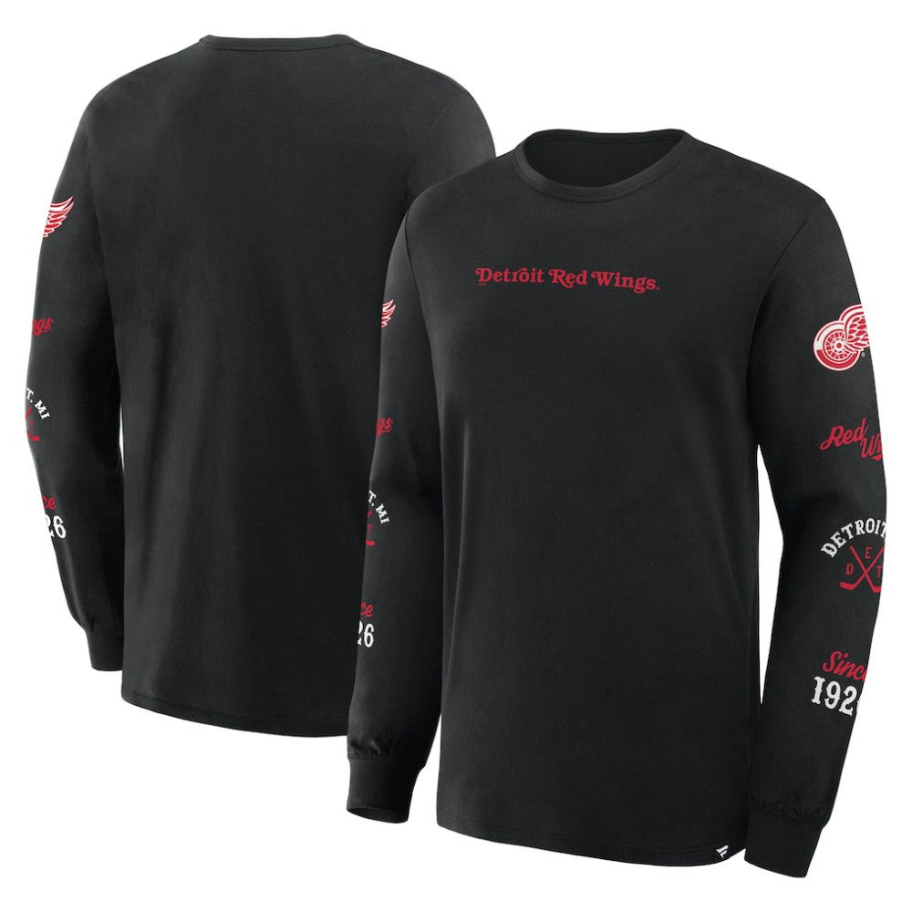 NHL Detroit Red Wings Fanatics Boxed In Legacy Long Sleeve T-Shirt - Black