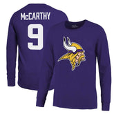 J.J. McCarthy Minnesota Vikings Majestic Threads Name & Number Long Sleeve T-Shirt Purple