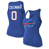 Keon Coleman Buffalo Bills Majestic Threads Women's Name & Number Tri-Blend Scoop Neck Tank Top Royal