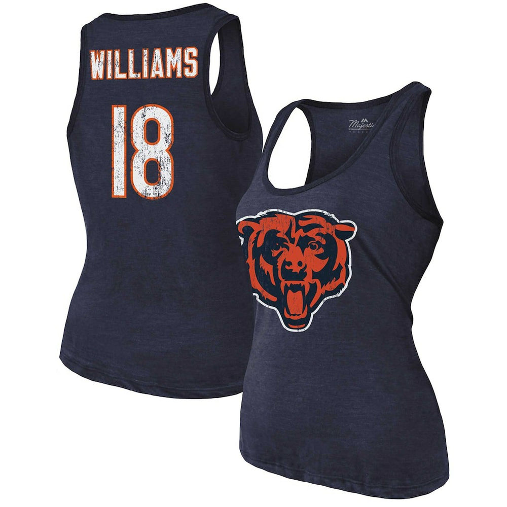 Caleb Williams Chicago Bears Majestic Threads Women's Name & Number Tri-Blend Scoop Neck Tank Top Navy