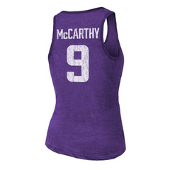 J.J. McCarthy Minnesota Vikings Majestic Threads Women's Name & Number Tri-Blend Scoop Neck Tank Top Purple