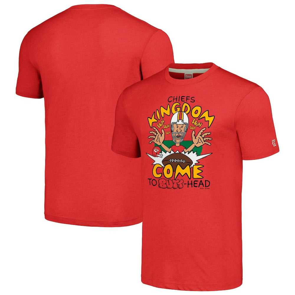 Kansas City Chiefs NFL x Homage x Beavis and Butt-Head Unisex Tri-Blend T-Shirt – Red