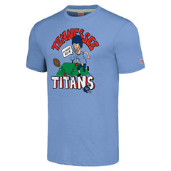 Tennessee Titans NFL x Homage x Beavis and Butt-Head Unisex Tri-Blend T-Shirt – Light Blue