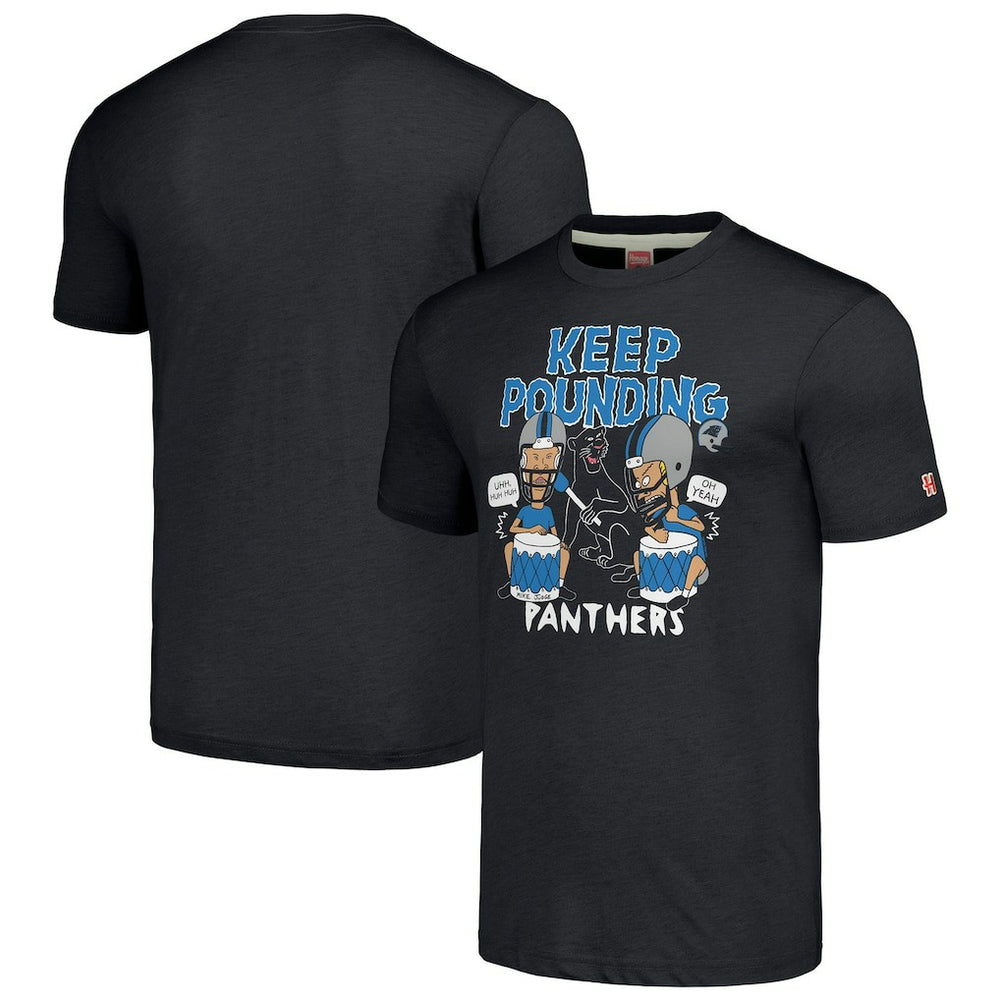 Carolina Panthers NFL x Homage x Beavis and Butt-Head Unisex Tri-Blend T-Shirt – Charcoal