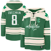 NHL Alexander Ovechkin Washington Capitals '47 St. Patrick's Day Player Name & Number Lacer Pullover Hoodie - Kelly Green