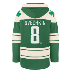 NHL Alexander Ovechkin Washington Capitals '47 St. Patrick's Day Player Name & Number Lacer Pullover Hoodie - Kelly Green