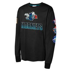 Charlotte Hornets Youth Hardwood Classic All Over Long Sleeve T-Shirt Black
