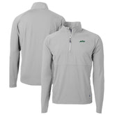 New York Jets Cutter & Buck Primary Logo Adapt Eco Knit Hybrid Recycled Raglan Quarter-Zip Top Gray