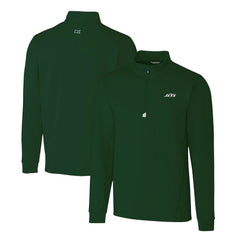 New York Jets Cutter & Buck Primary Logo Traverse Stretch Quarter-Zip Top Hunter Green