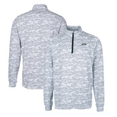 New York Jets Cutter & Buck Primary Logo Traverse Stretch Camo Print Eco Quarter-Zip Top Gray