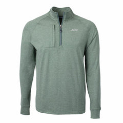New York Jets Cutter & Buck Primary Logo Adapt Eco Knit Quarter-Zip Top Heather Green