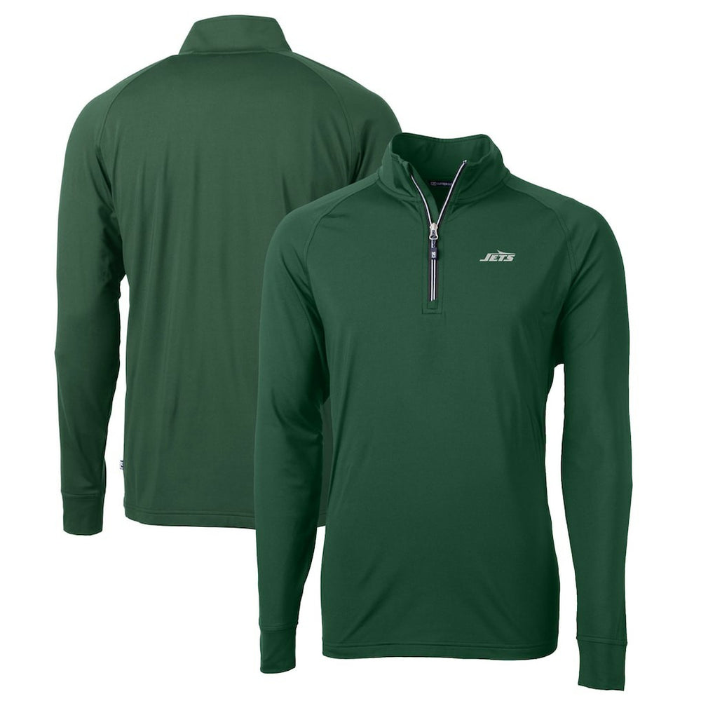 New York Jets Cutter & Buck Primary Logo Adapt Eco Knit Stretch Recycled Quarter-Zip Top Hunter Green