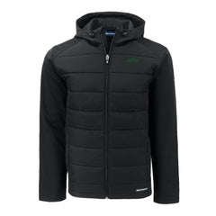 New York Jets Cutter & Buck Primary Logo Evoke Hybrid Eco Softshell Recycled Full-Zip Hooded Jacket Black